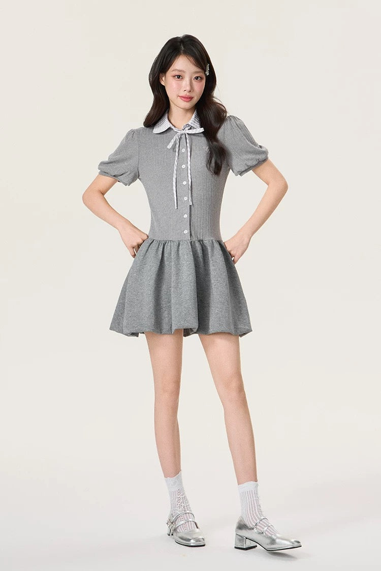 check neck gray one-piece RI1232