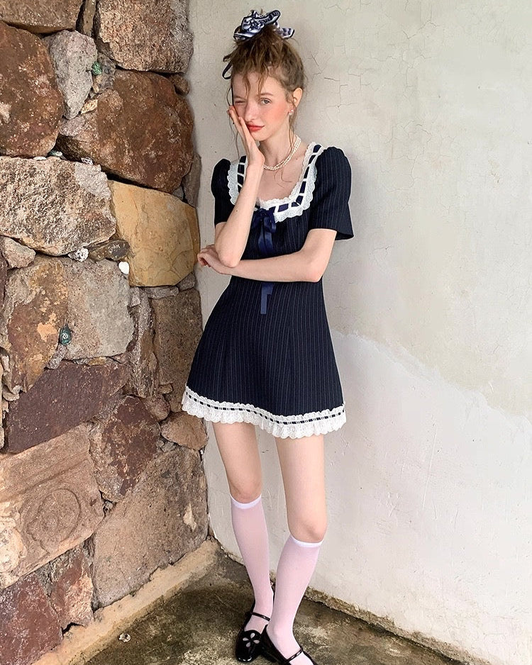 navy ribbon girly one-piece RI1229