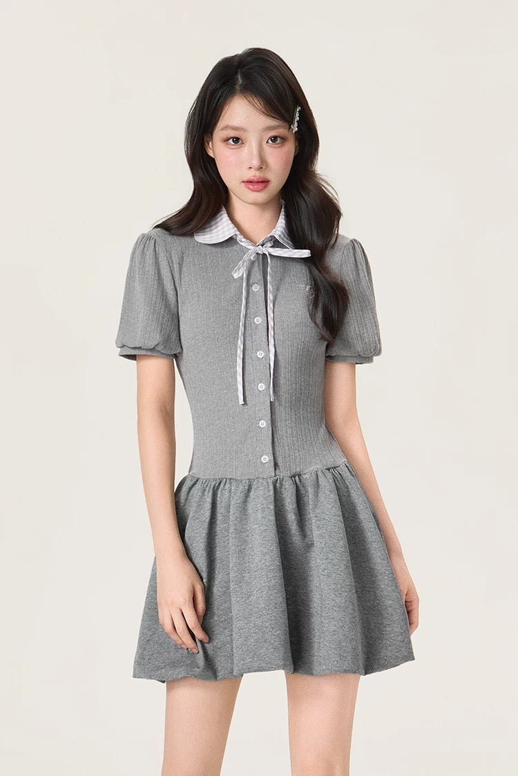 check neck gray one-piece RI1232