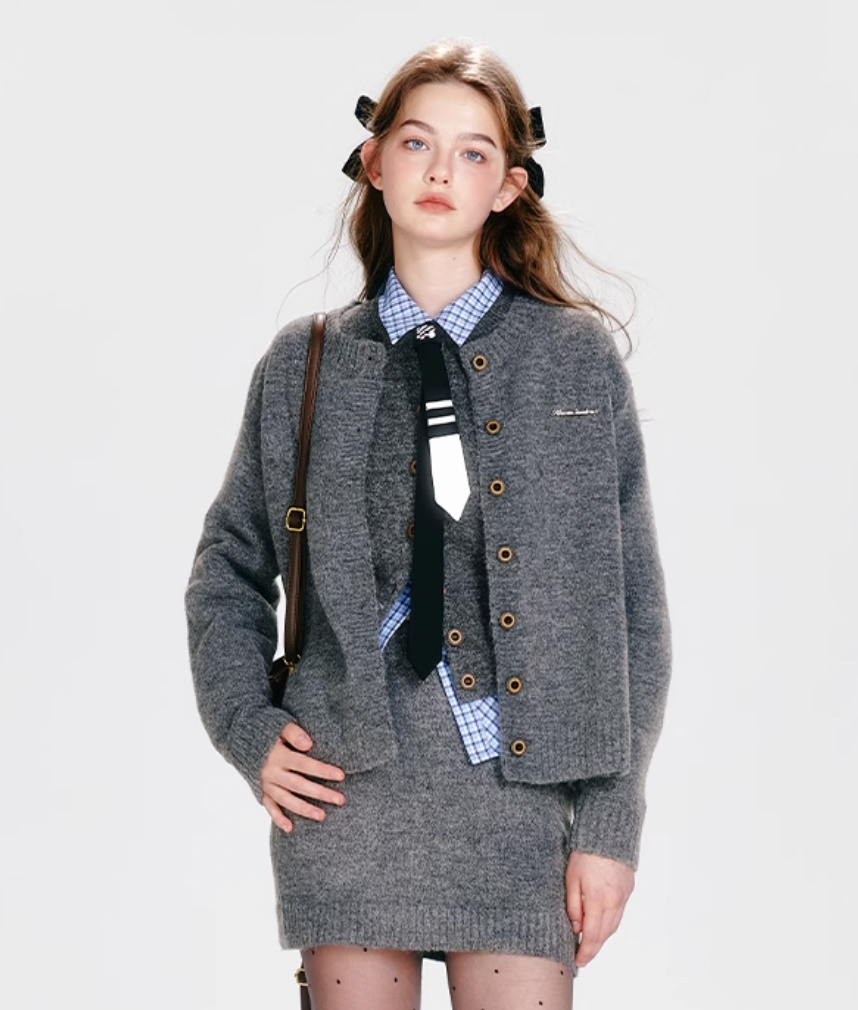 【COME BACK】gray round cardigan RI1036
