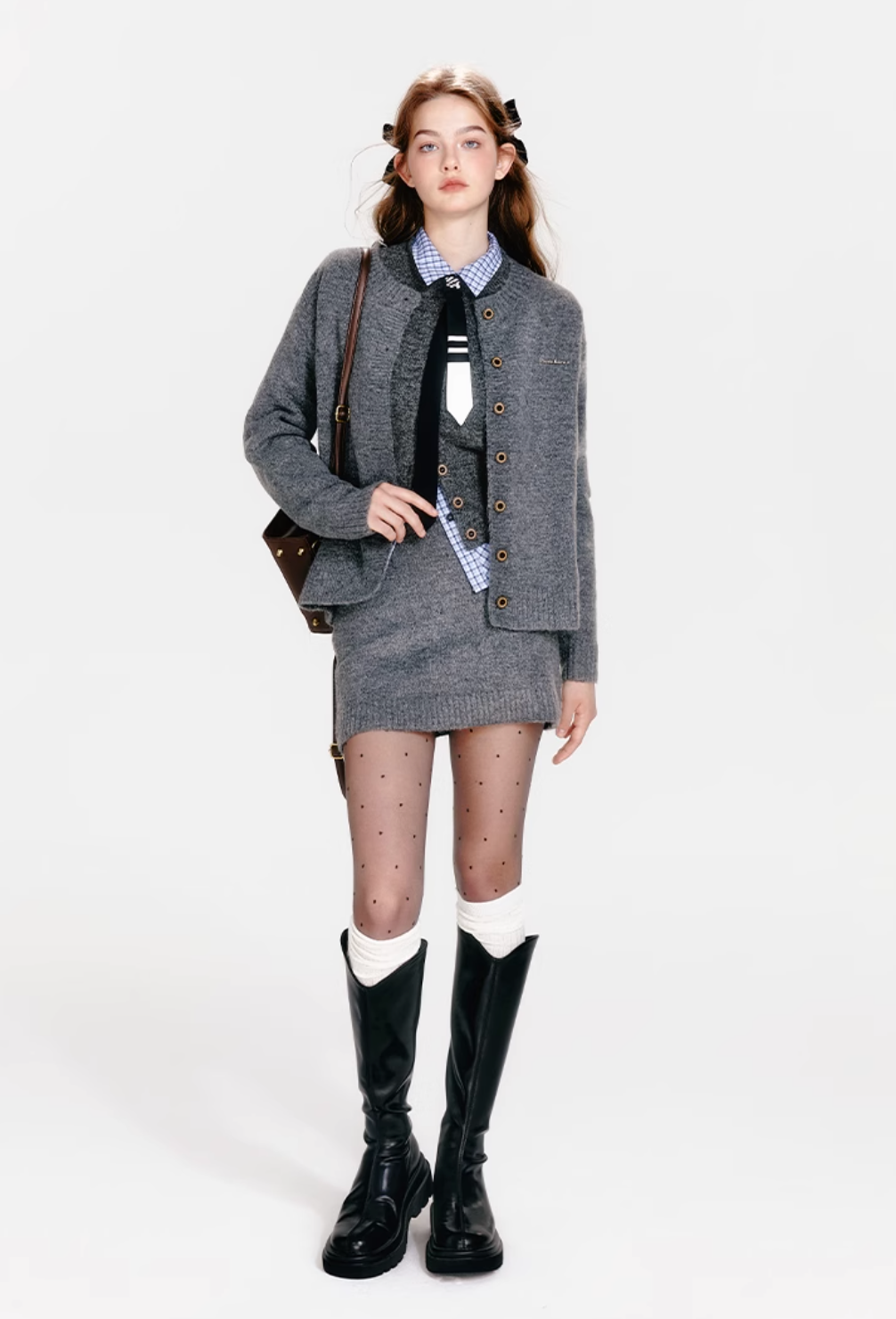【COME BACK】gray round cardigan RI1036