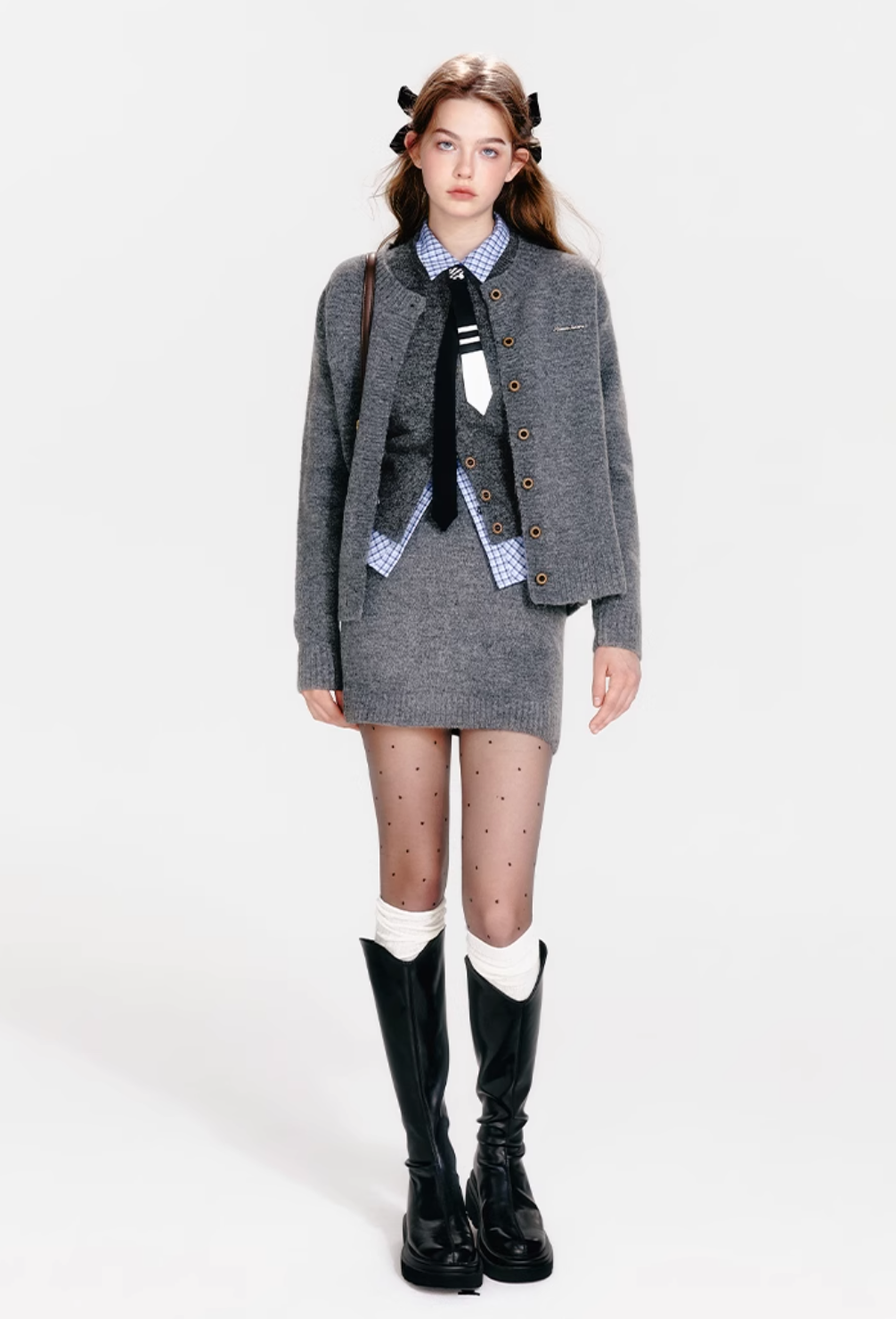 【COME BACK】gray round cardigan RI1036