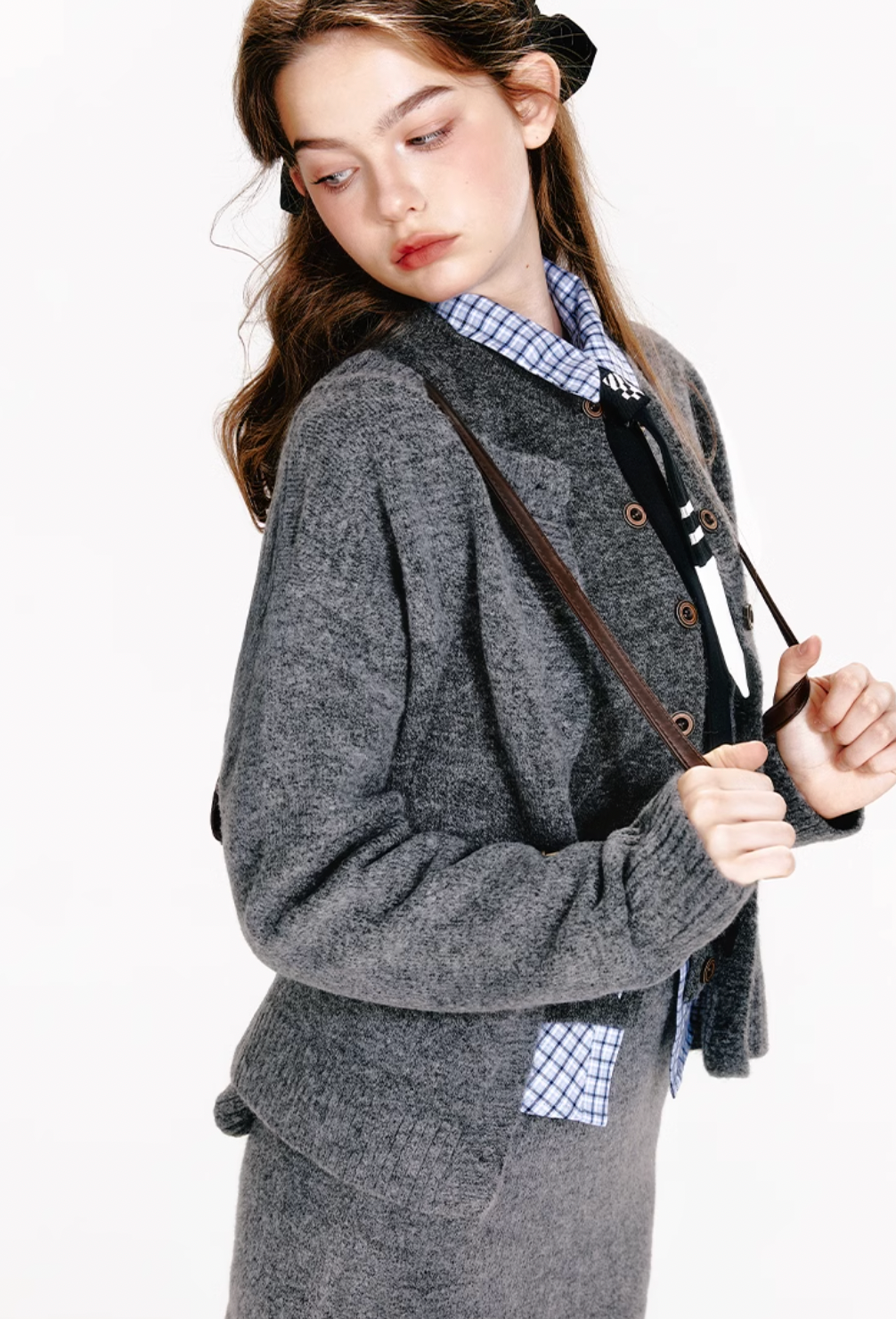 【COME BACK】gray round cardigan RI1036