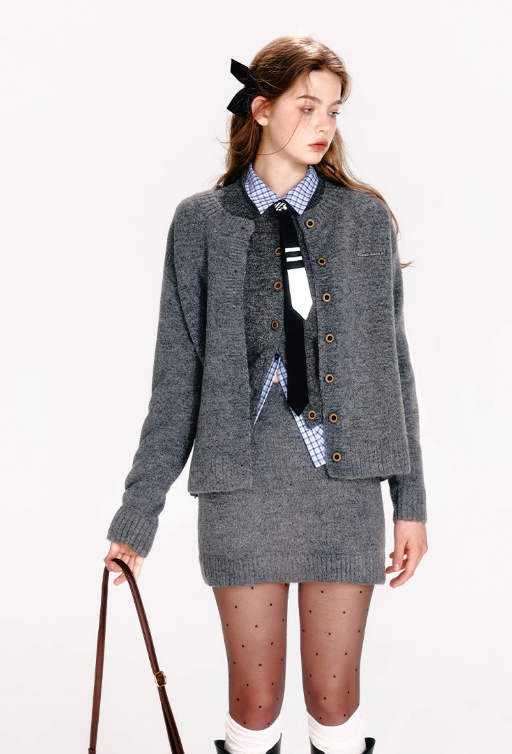 【COME BACK】gray round cardigan RI1036