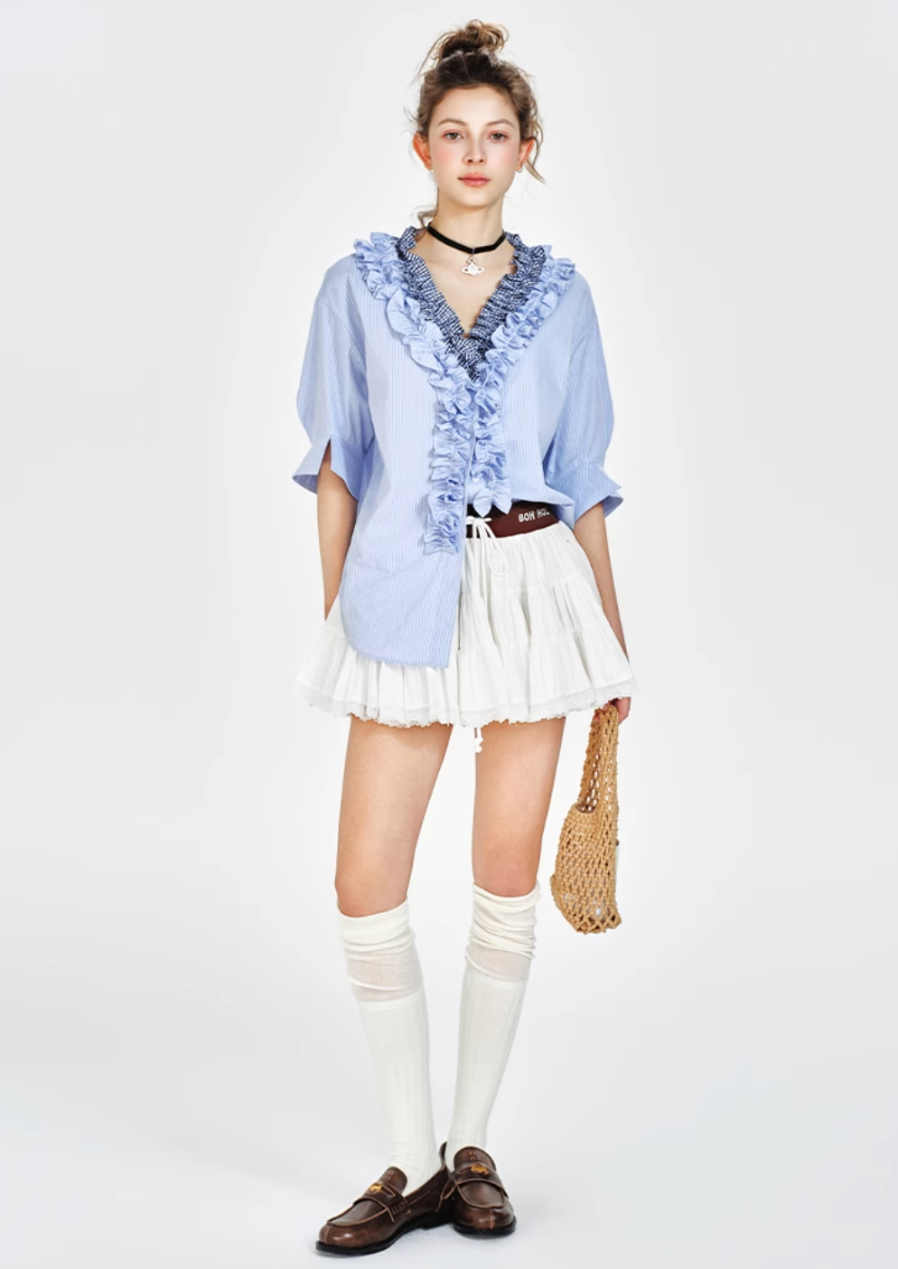 frill check tops RI1141