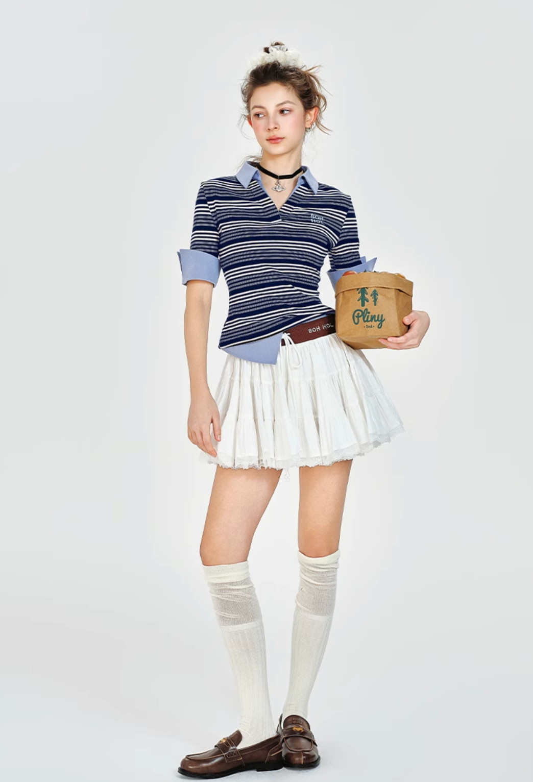 border blue cute tops RI1196