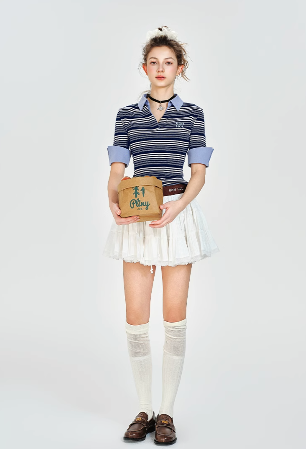 border blue cute tops RI1196