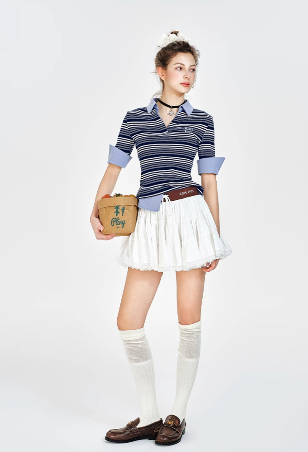 border blue cute tops RI1196