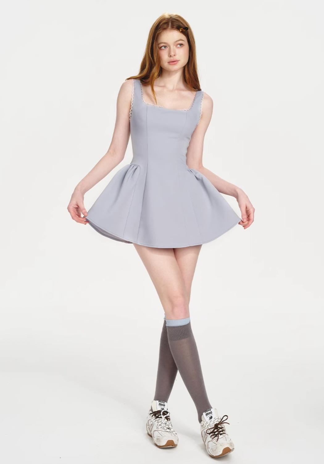 light blue flar fit one-piece RI1197