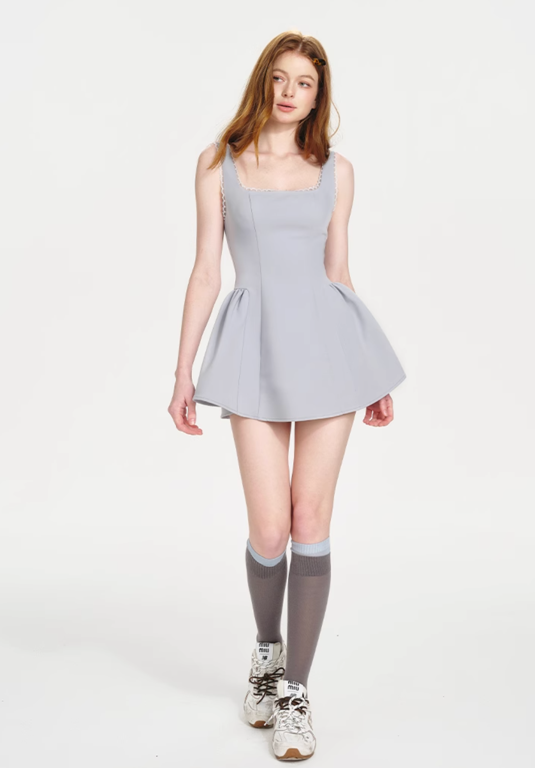 light blue flar fit one-piece RI1197