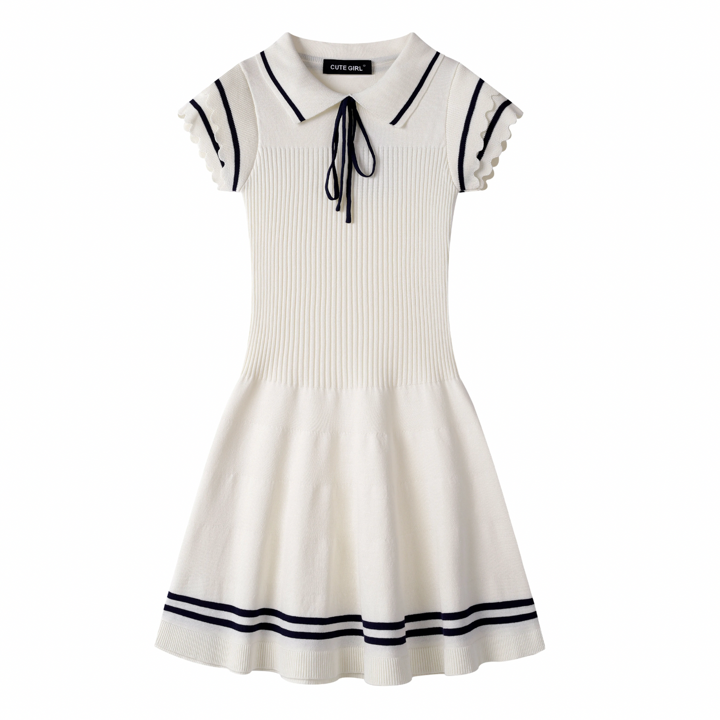 line ribbon girly white one-piece RI1198