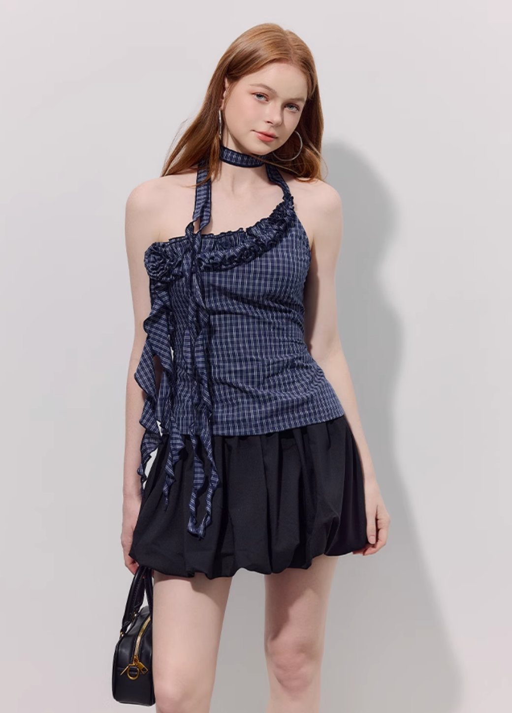 navy lovely check tops RI1202
