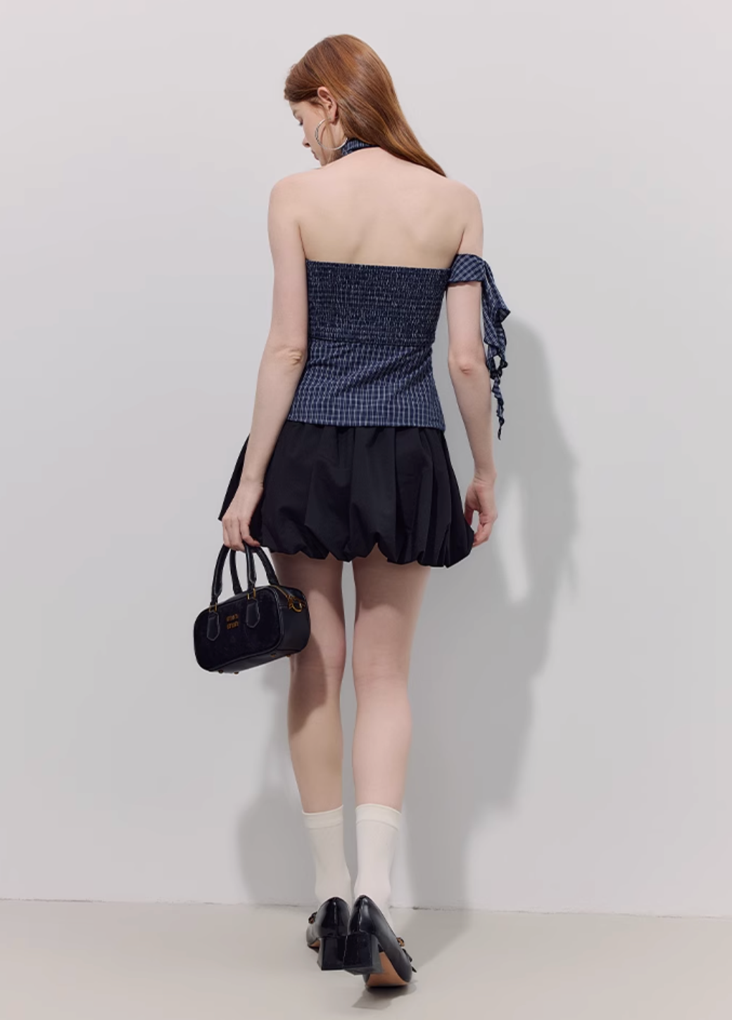 navy lovely check tops RI1202