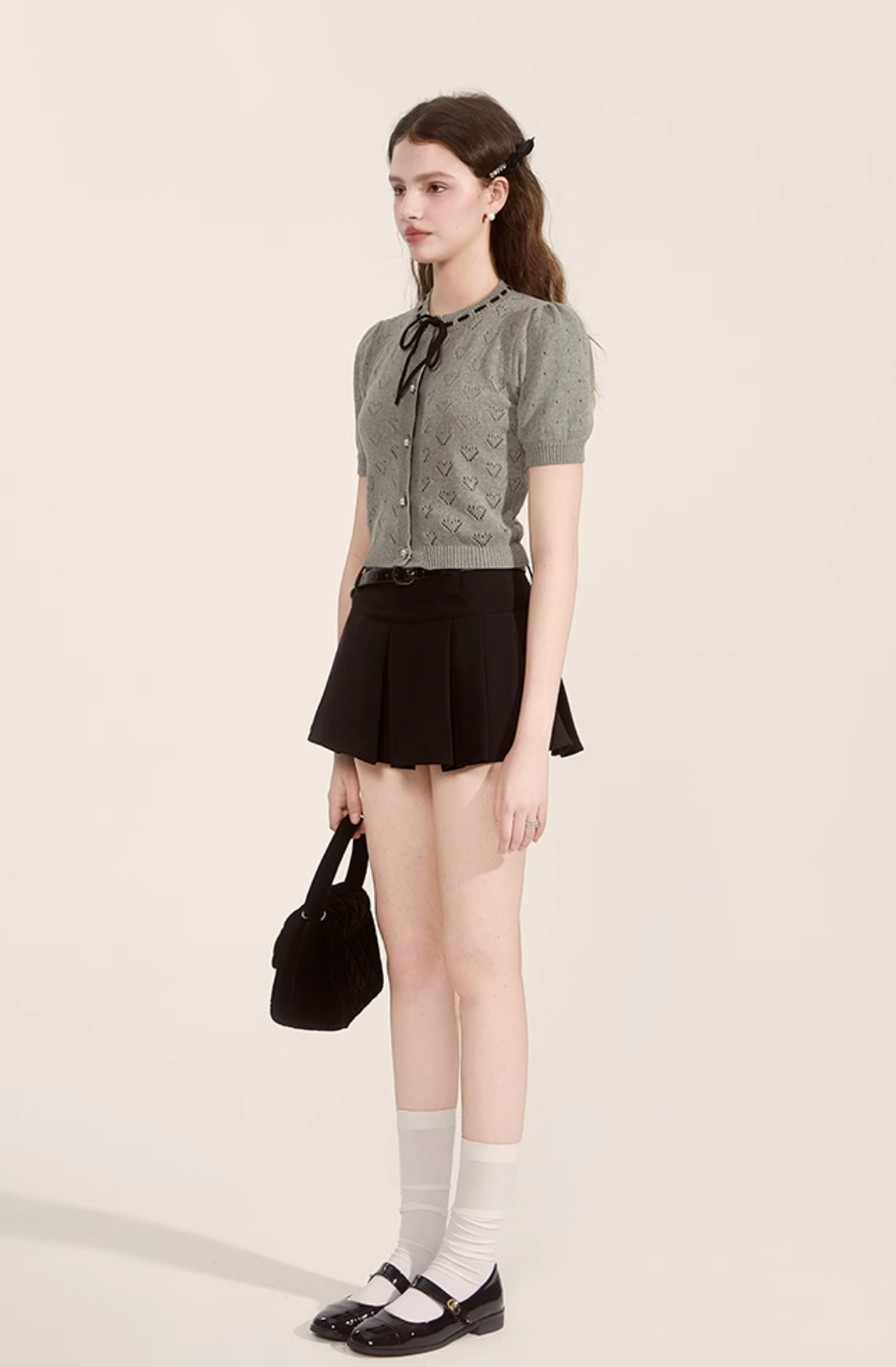 lovely gray ribbon tops RI1279