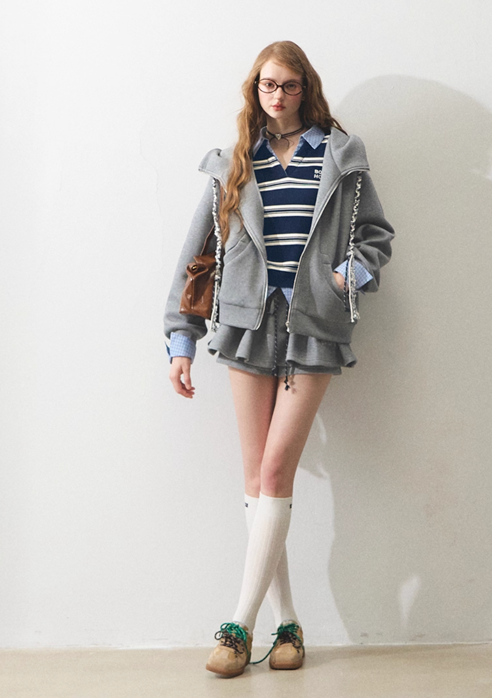 sweat gray line skirt RI1299