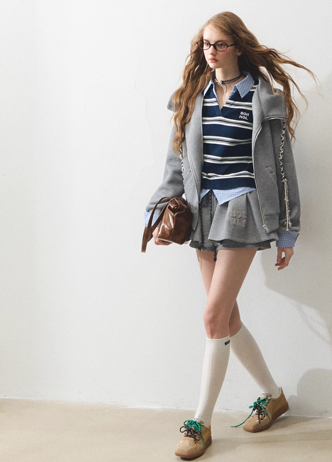 sweat gray line skirt RI1299