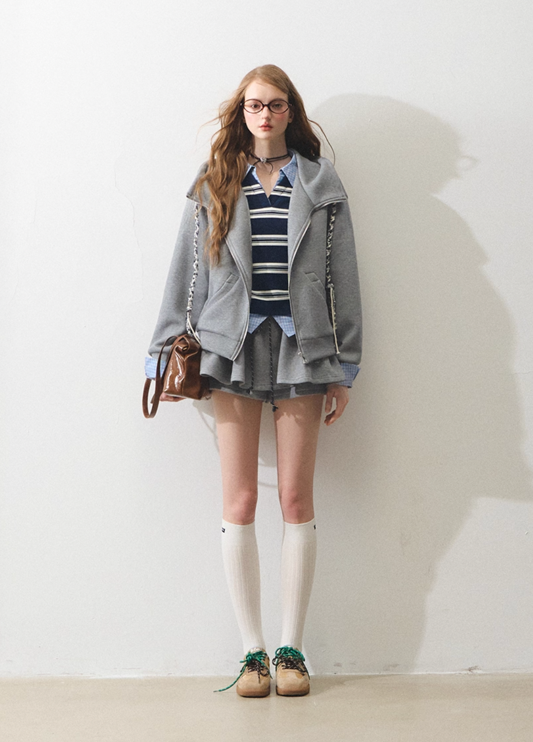 sweat gray line skirt RI1299