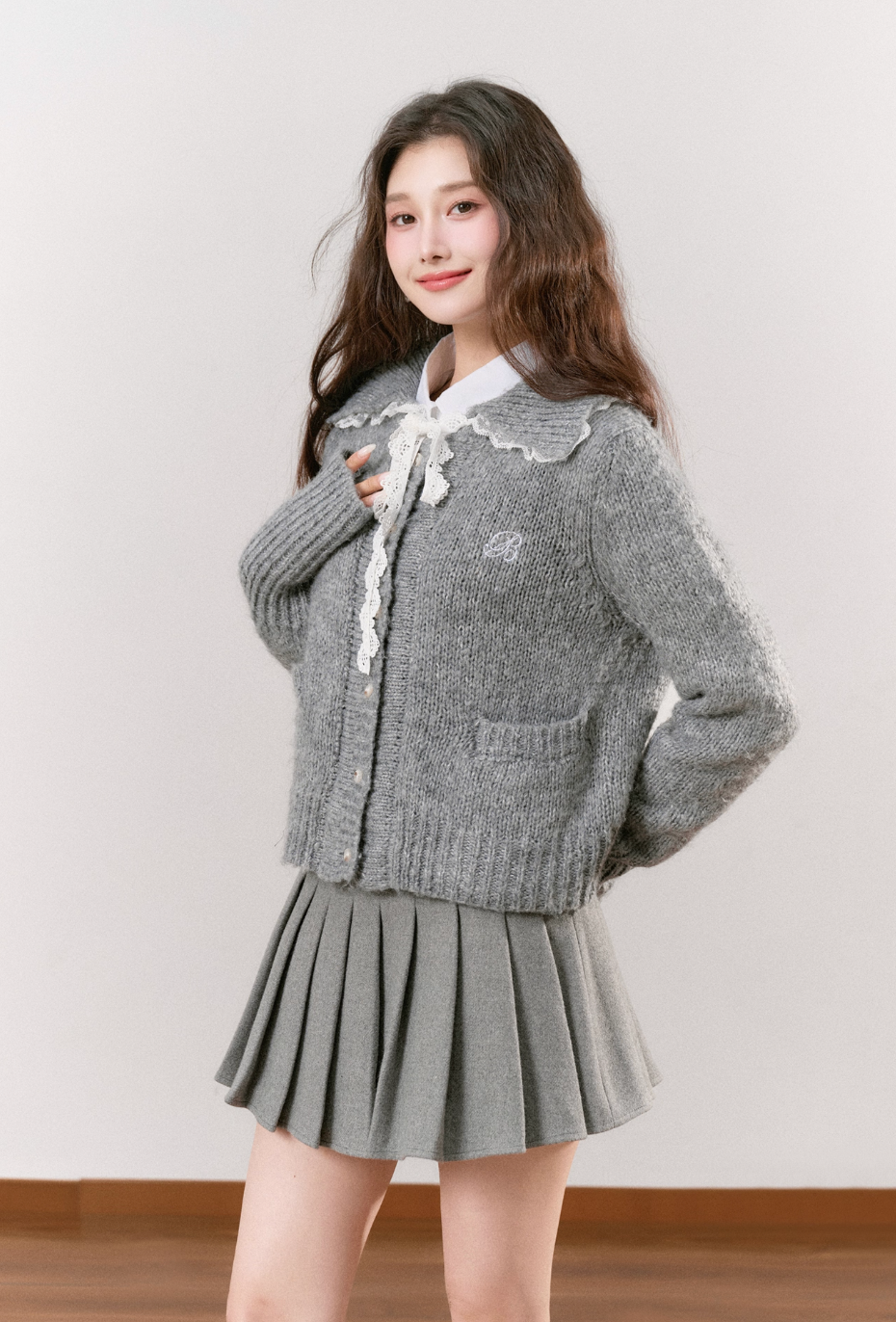 big curler gray cardigan RI1301