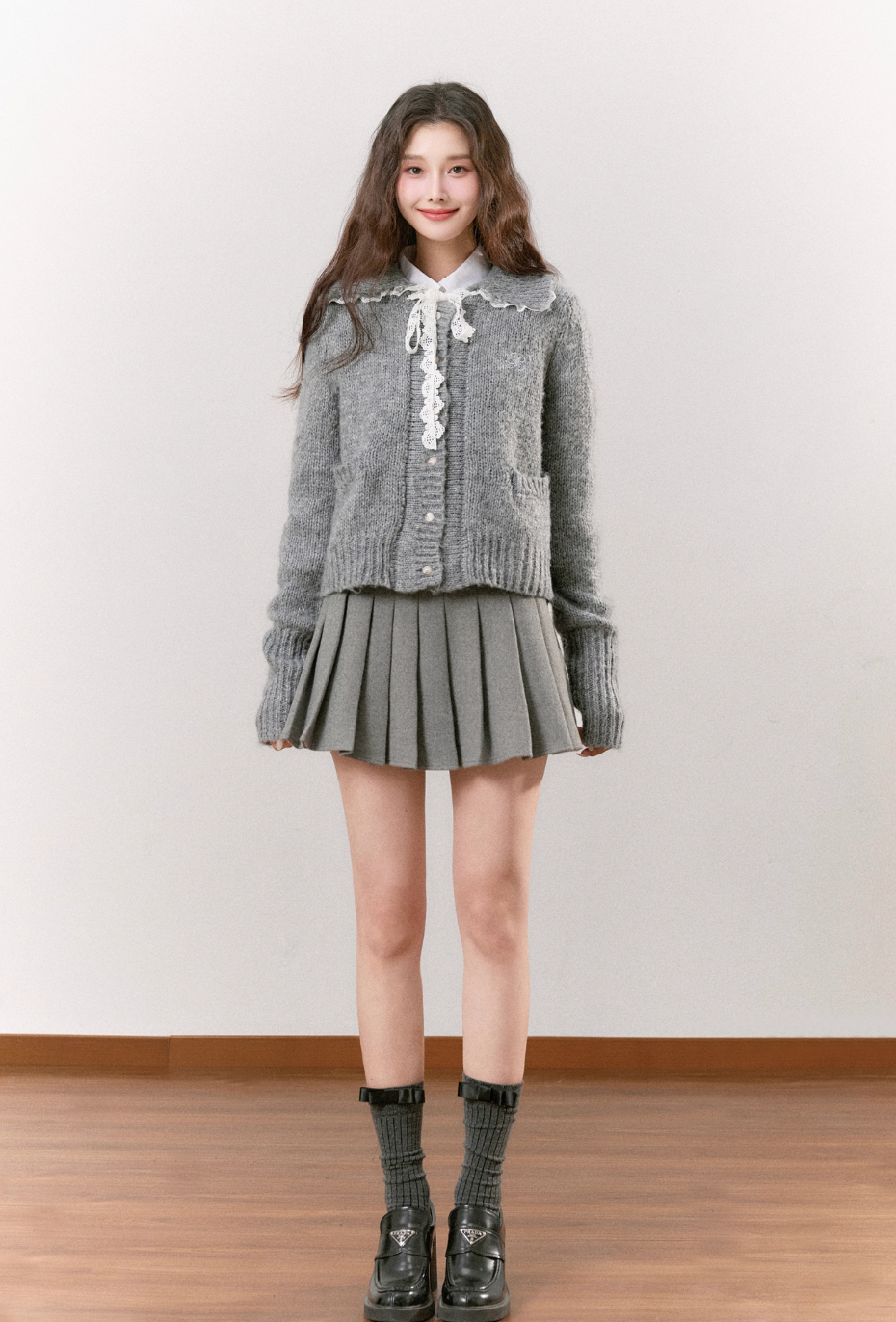 big curler gray cardigan RI1301