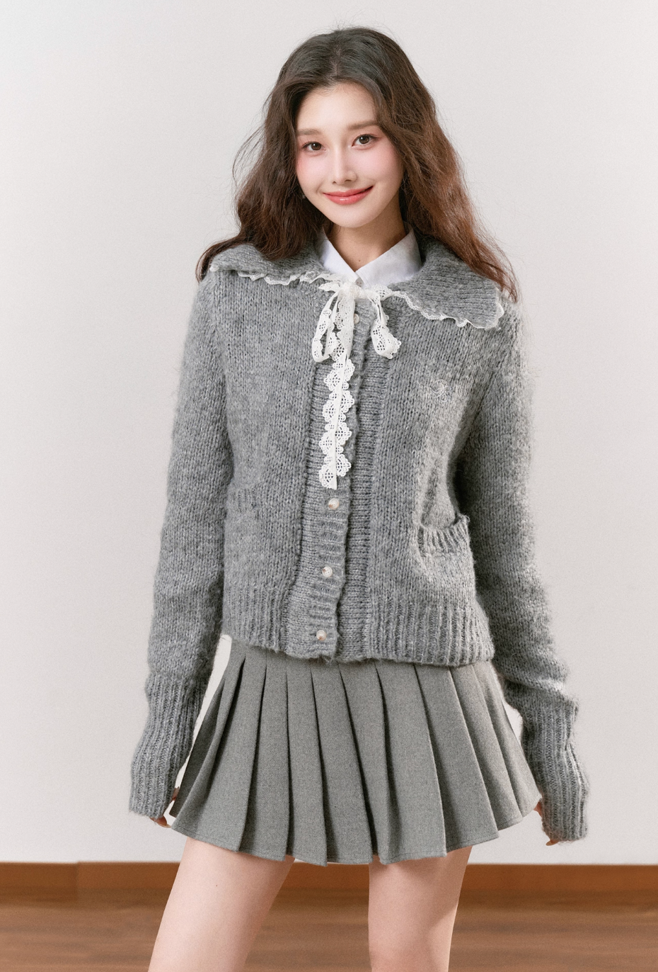 big curler gray cardigan RI1301