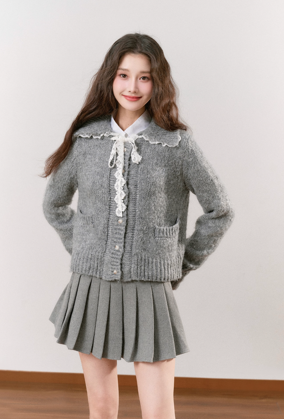 big curler gray cardigan RI1301