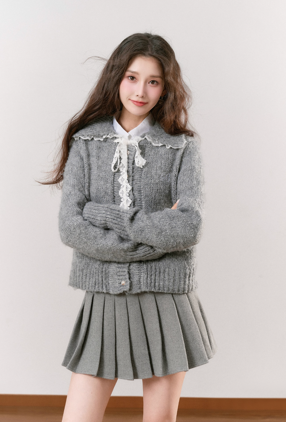 big curler gray cardigan RI1301