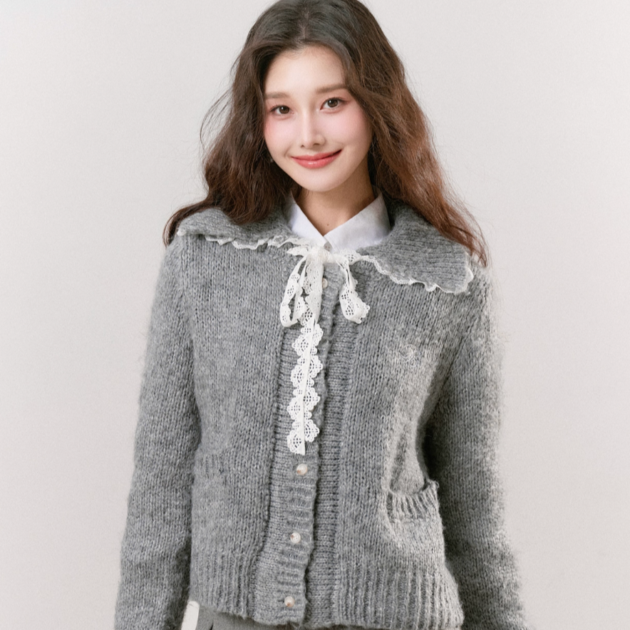 big curler gray cardigan RI1301