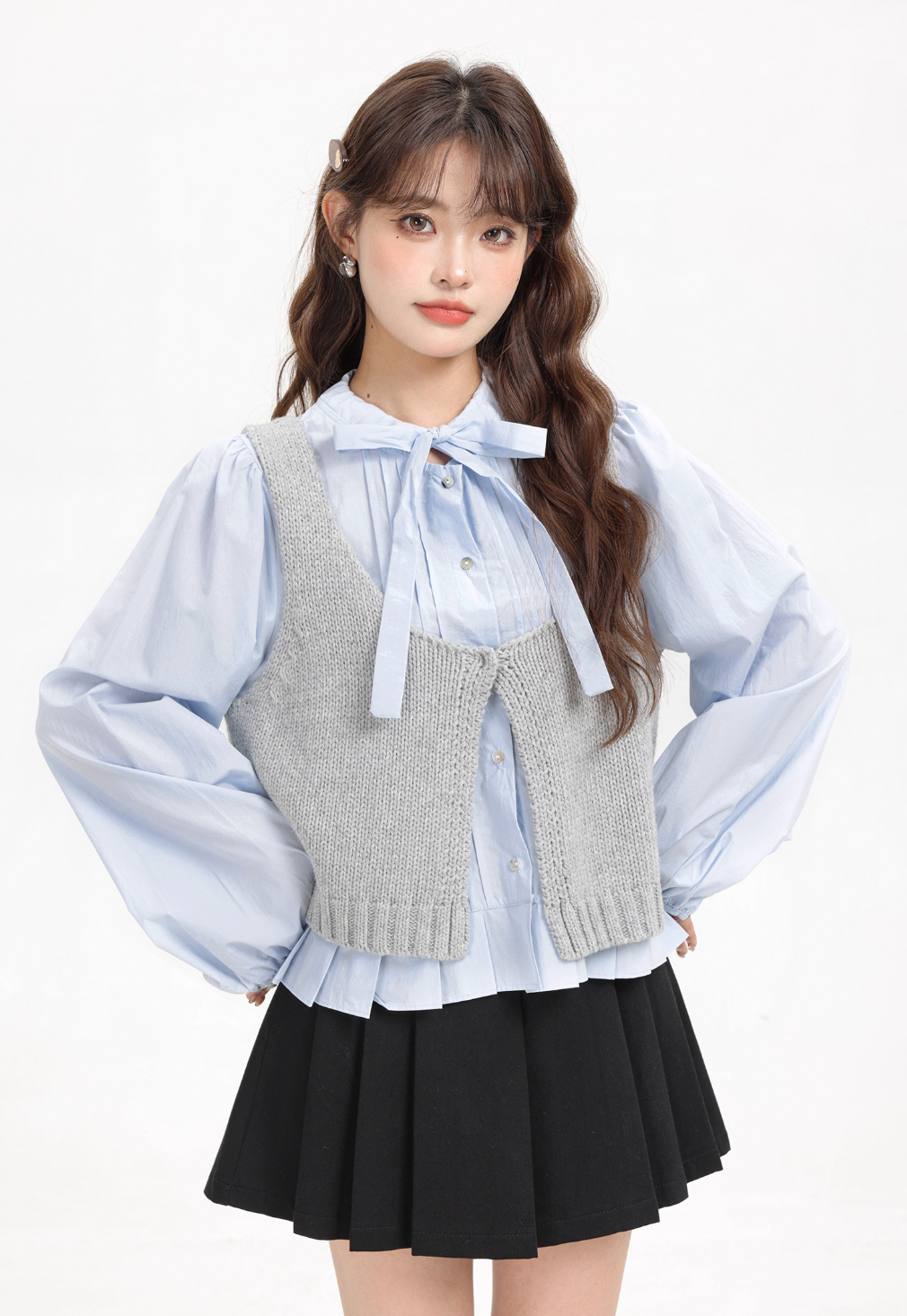 ribbon point gray vest tops RI1302