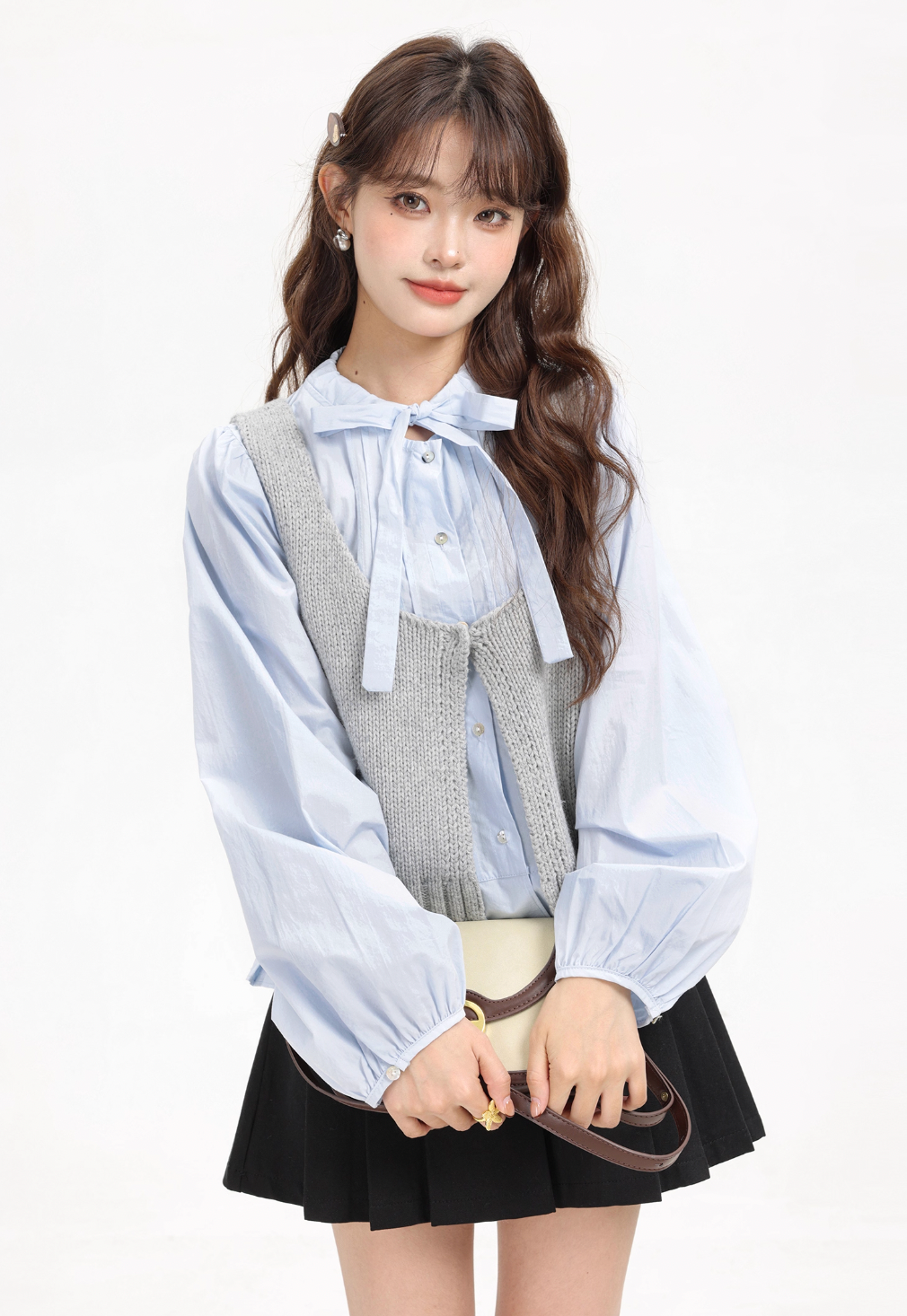 ribbon point gray vest tops RI1302
