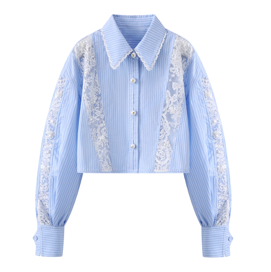 girly blue perl shirt RI1312
