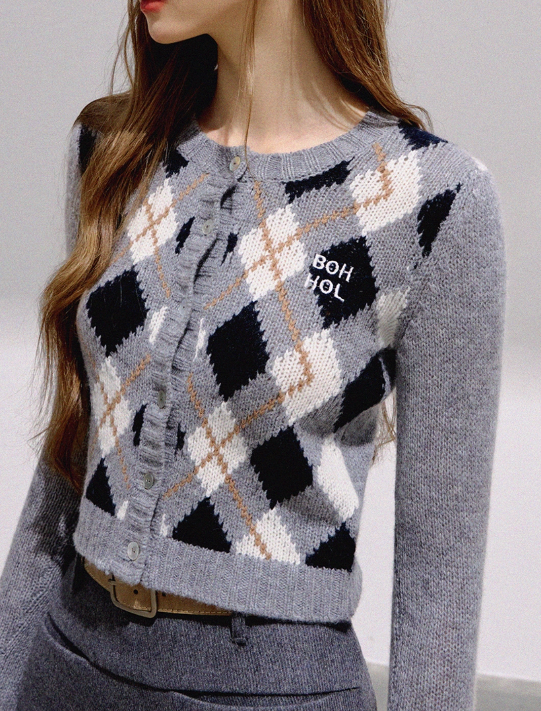 mood argyle Knit tops RI1351