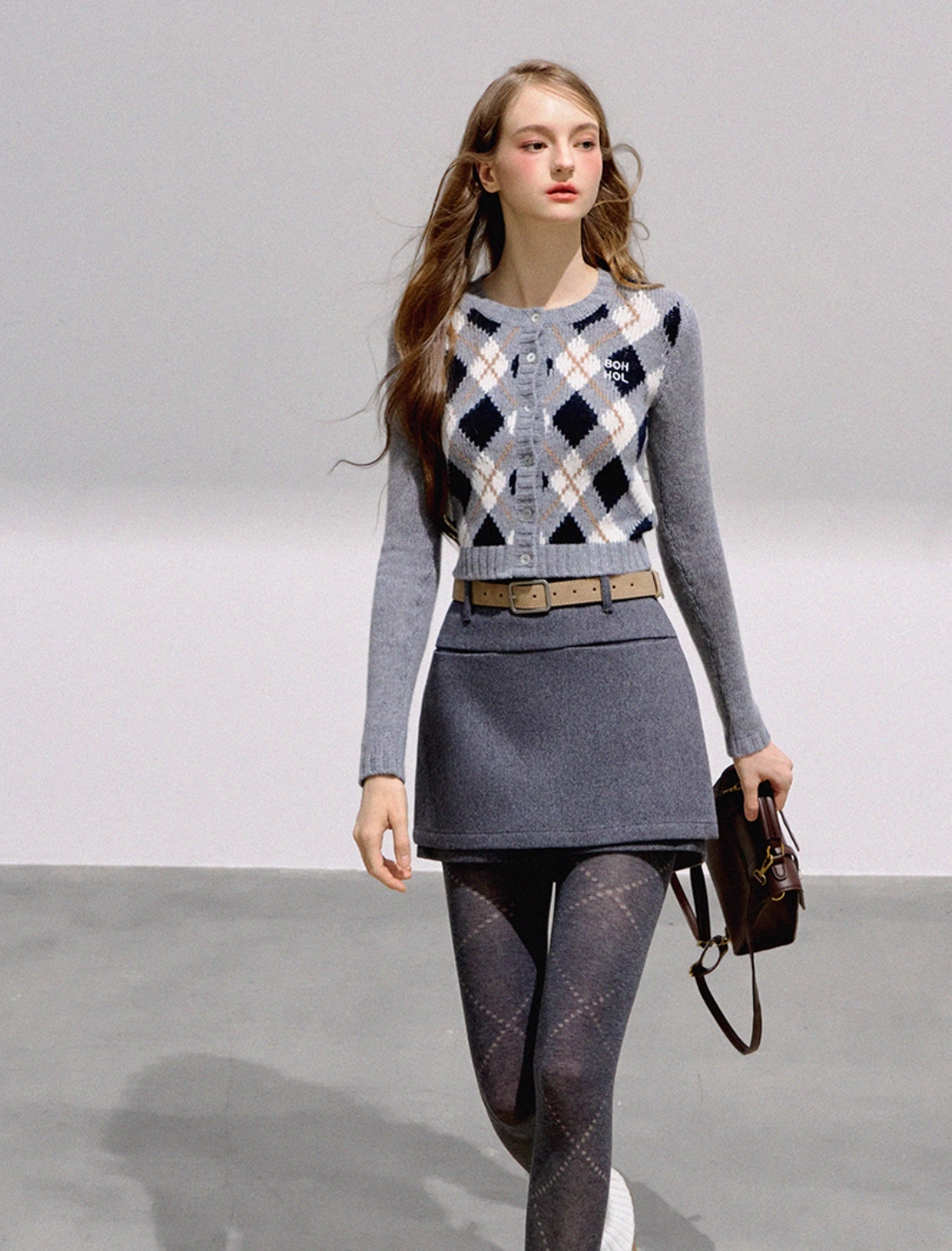 mood argyle Knit tops RI1351