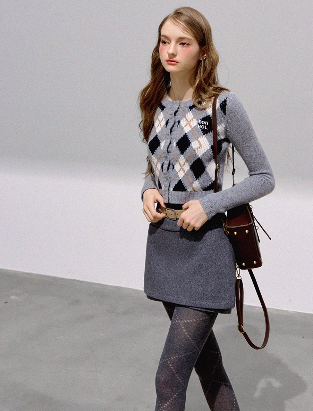 mood argyle Knit tops RI1351