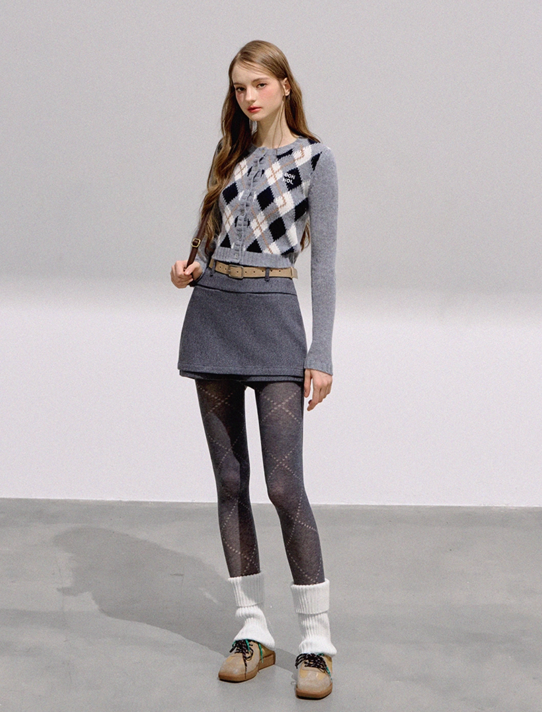 mood argyle Knit tops RI1351