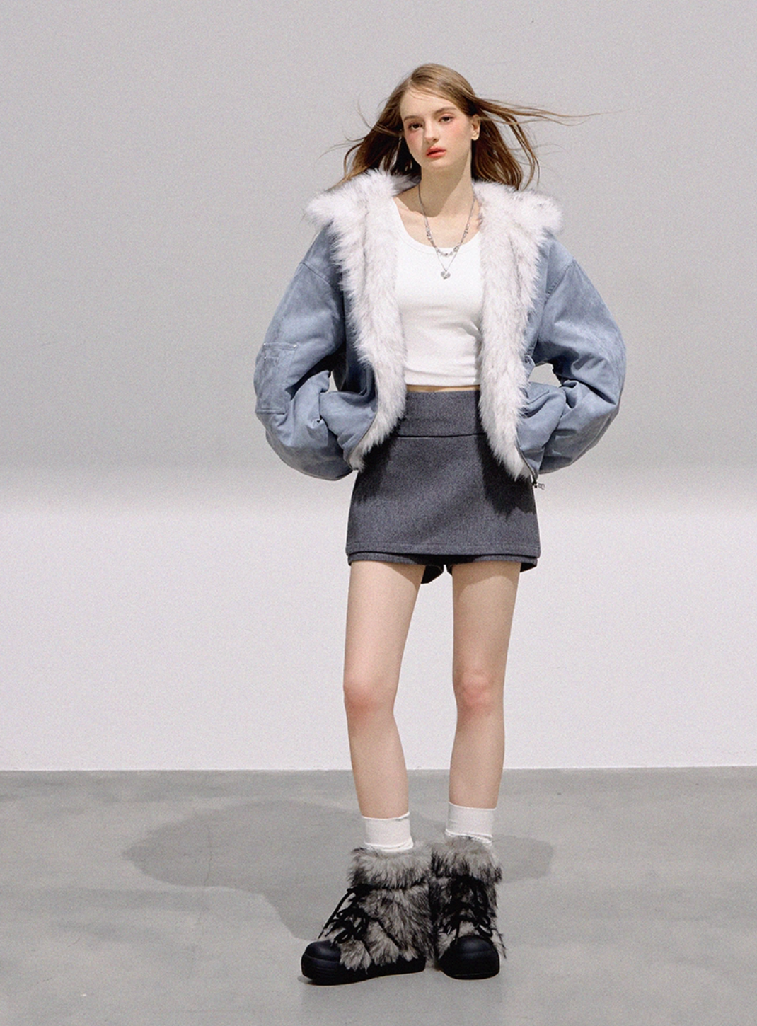 many style gray skirt RI1352