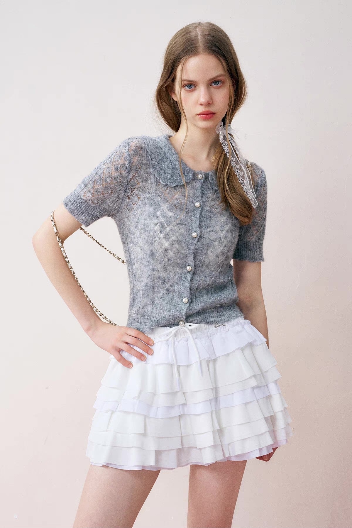 see-through nuance gray tops RI1242