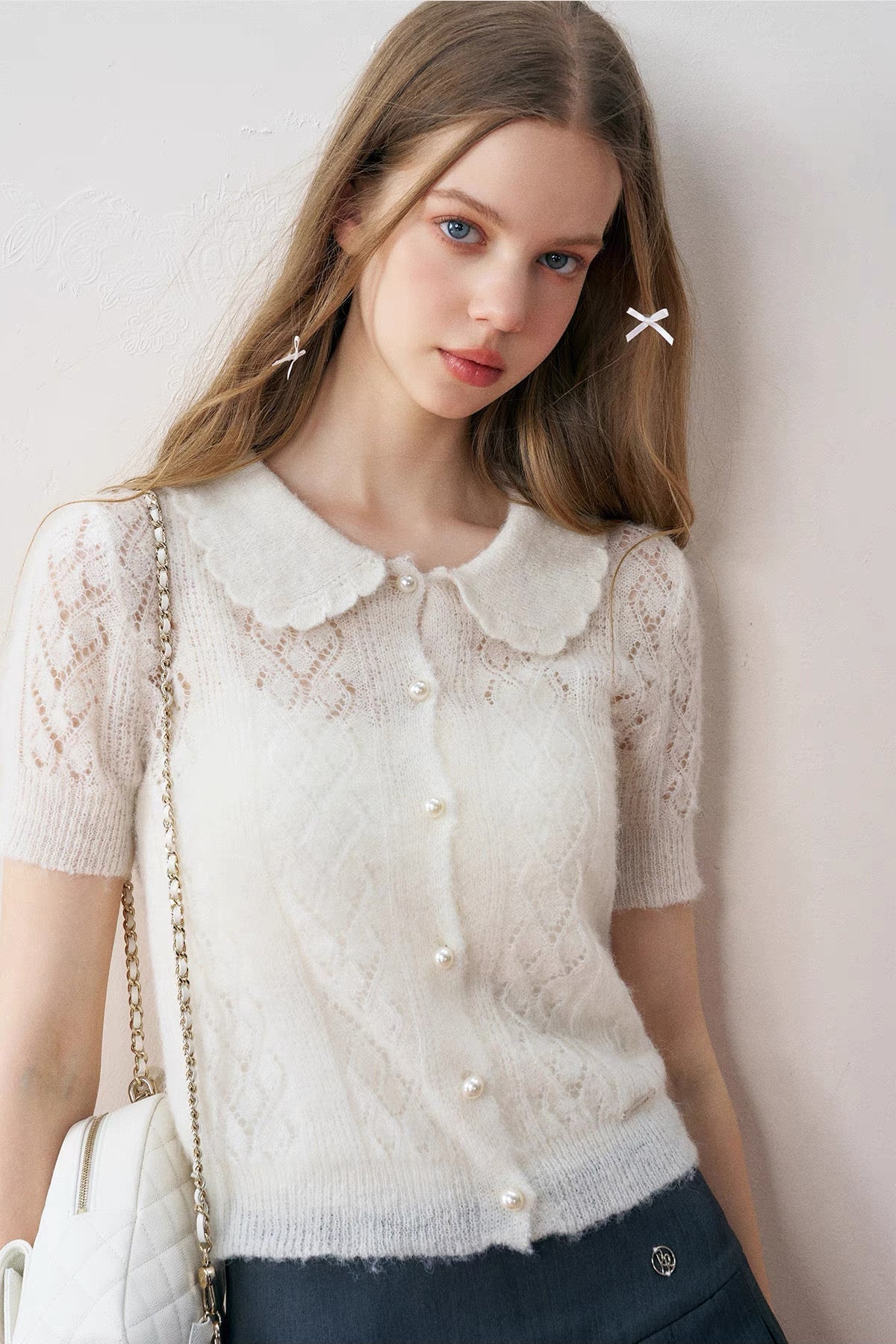 see-through nuance white tops RI1243