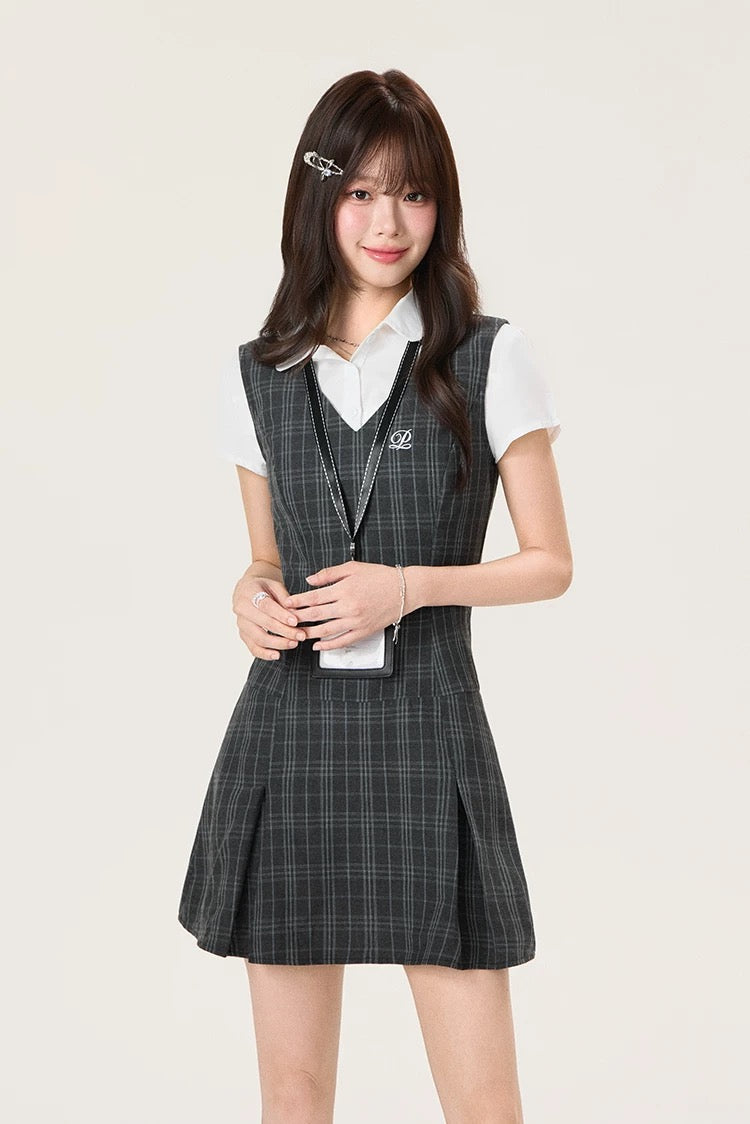 check pleats one-piece RI1237