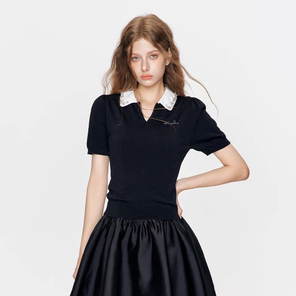 high-end black tops RI1244