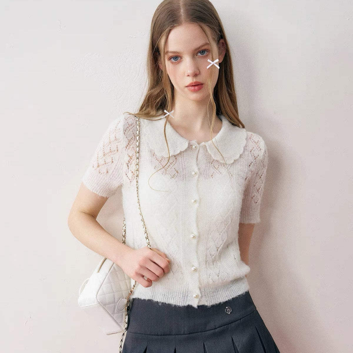 see-through nuance white tops RI1243