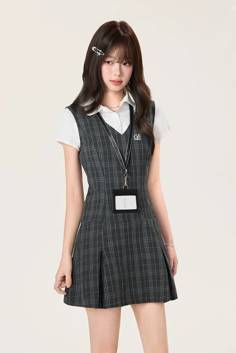 check pleats one-piece RI1237