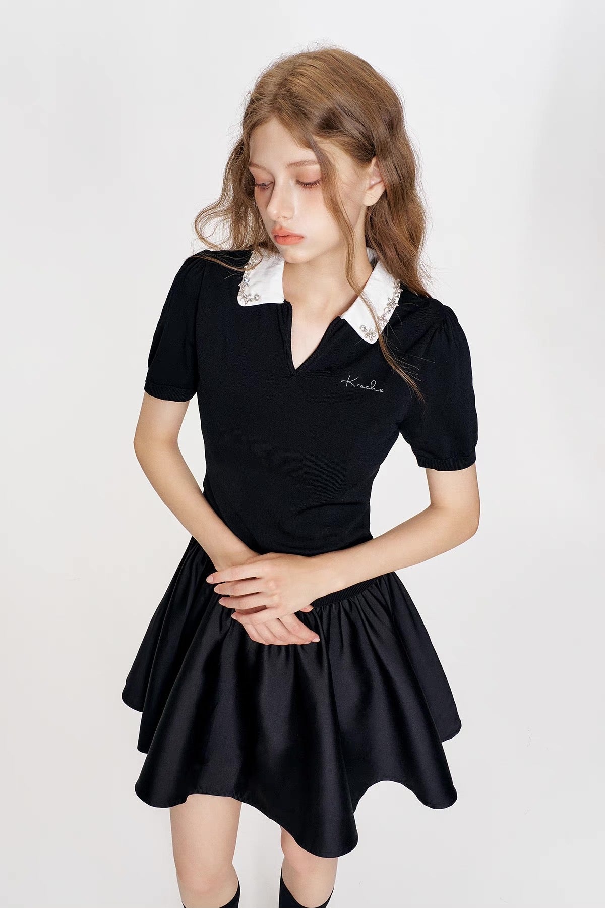 high-end black tops RI1244