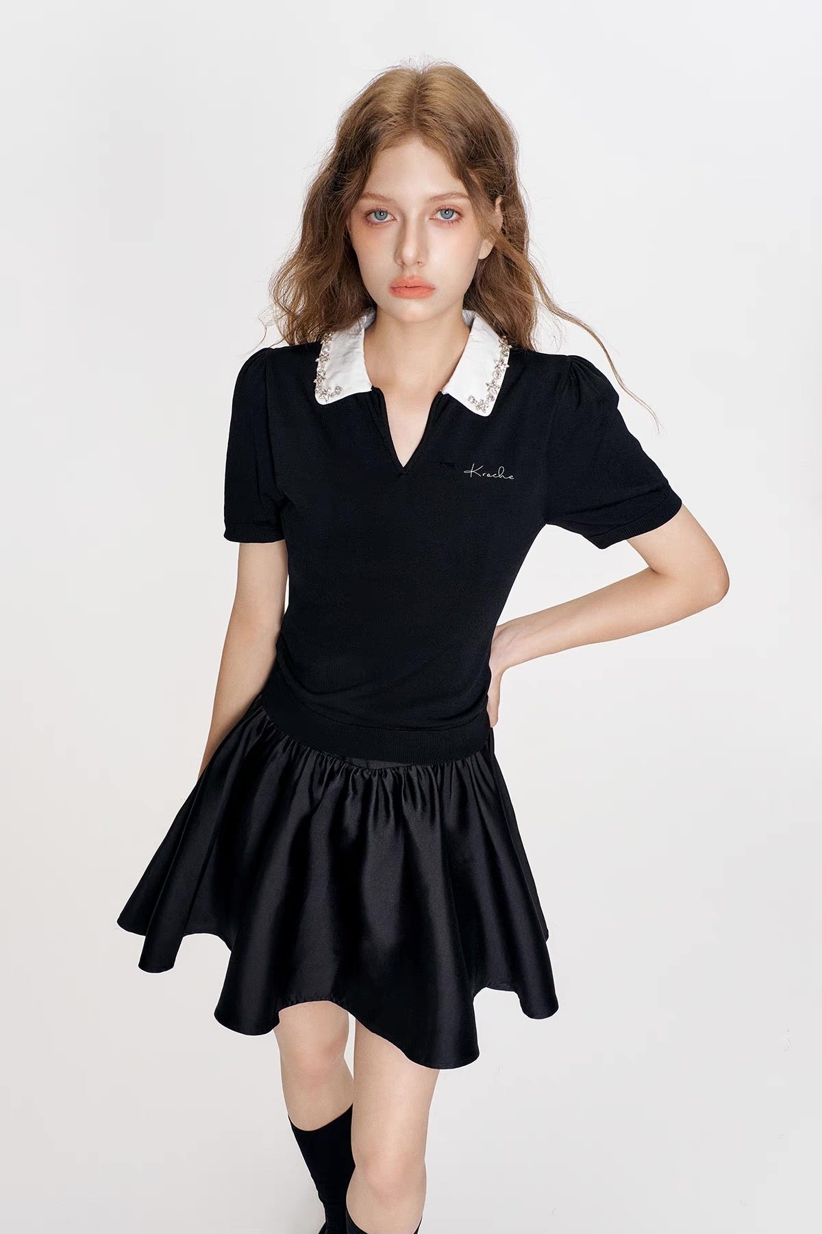 high-end black tops RI1244