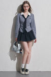 【pre oder】navy check point tops & skirt RI1474
