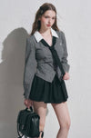 【pre oder】black check point tops & skirt RI1475