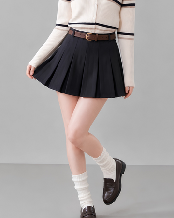 simple mulch pleats navy skirt RI1533
