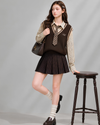 brown like shirt & vest set RI1542