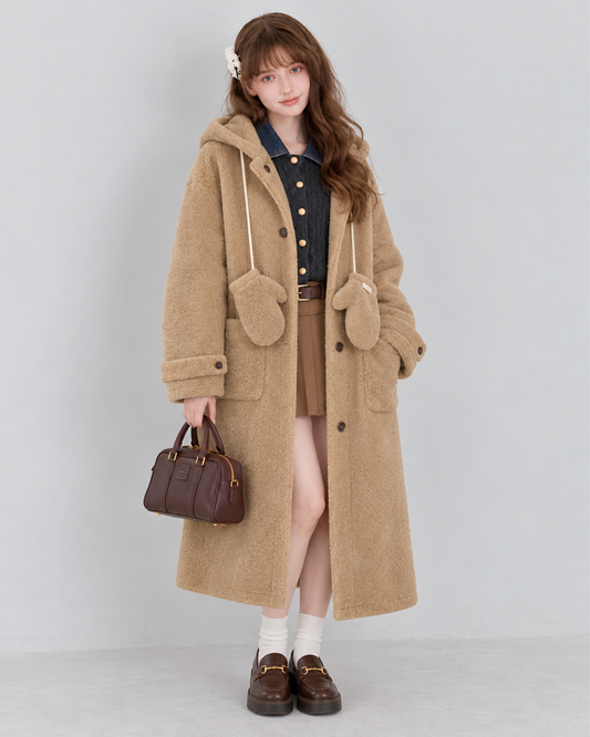 bear mood beige long coat RI1624