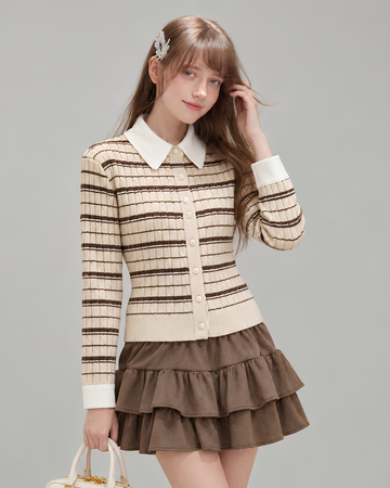 casual mood border beige tops RI1645