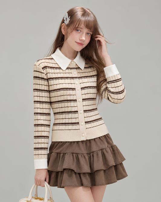 casual mood border beige tops RI1645